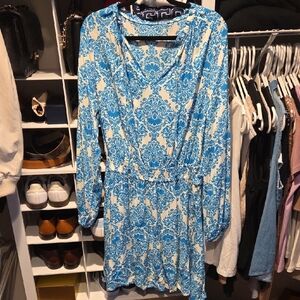 Cupshe Blue and White Long Sleeve Dress